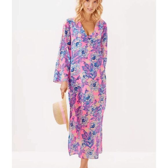 NWT Lilly Pulitzer -Perry Long Sleeve Maxi Cover-Up-Multi Totally Koalafied- siz - Picture 1 of 10
